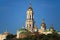 Kiev Pechersk (Kyiv Pechersk) Lavra monastery and itâ€™s bell tower (Great Belfry) in fall-time