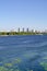 Kiev summer landscape_ Dnieper river and bridge in sunny day.