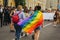 Kiev, Ukraine, 06.23.2019. LGBT parade, March of equality for the rights of gays, lesbians, transvestites. Gender non-binary