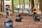 Kiev, Ukraine 16.04.2016 a group of people teenagers doing spring cleaning in the park. teens at community work outdoors