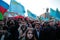 KIEV,UKRAINE - 18 May, 2015: Crimean Tatars mark the 71th anniversary of the forced deportation of Crimean Tatars from Crimea