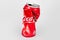 KIEV, UKRAINE - 25 June 2019: 330ml Coca cola crumpled can on white background.