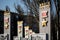 Kiev, Ukraine - April 3rd, 2019: Memorial alley with monument with soviet hero star medals to hero-cities of Great Fatherland War