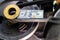 Kiev, Ukraine - August 12,2022: one hundred dollars on v-belt b1650 torque transmission belts