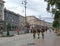 Kiev, Ukraine August 18, 2021 - Military officers with firearms patrol the central street of Kiev