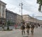 Kiev, Ukraine August 18, 2021 - Military officers with firearms patrol the central street of Kiev