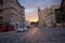 Kiev, Ukraine - August 30, 2016: Sunset on the street St. Andrew\'s descent