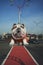 KIEV, UKRAINE - DECEMBER 19, 2019: a huge sculpture of an English bulldog. Monument in Kiev.