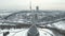 KIEV, UKRAINE December 30, 2016: Aerial view. Monument of World War II. City aerial view.The camera flies around the 102