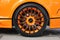 Kiev, Ukraine; January 20, 2014. Bentley Continental GT Race Mansory. Car wheels close up on a background of asphalt