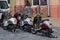 Kiev, Ukraine - July 02, 2017: Many motor scooters parked in the street