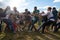 Kiev, Ukraine - July 06, 2017: Men and girls compete in tug of war on the traditional holiday of Ivan Kupala