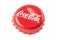 KIEV, UKRAINE - July 19, 2020: top view of a used red cap from a glass Coca-Cola bottle