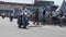 Kiev Ukraine July 2021 Bikefest parade on motorcycles in city. Group of people driving a motorbike. Motorcycle riders
