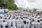 Kiev, Ukraine. July 22 2018 Men and women in white clothes prepare to receive water baptism. People plan to receive water baptism