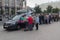 Kiev, Ukraine -June 19, 2016: Volunteers distribute food to the homeless and needy on Khreshchatyk Street