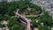 Kiev, Ukraine - June 3, 2019: Crowd of people at new Pedestrian-Bicycle Bridge.