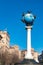 Kiev, Ukraine, Mar 31 2019 - A Statue Of A Blue Terrestrial Globe With Doves Of Peace Around It In Kiev, Independence