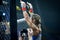 Kiev, Ukraine - March 02, 2019: Edna Oliveira mma girl fighters enterd on the ring during WWFC 14 international professional mixed