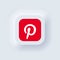 Kiev, Ukraine - March 19, 2021: Set of Pinterest icons. Social media icons. Realistic set. Neumorphic UI UX white user interface.
