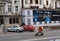 Kiev, Ukraine, March 27, 2020, Glovo deliveryman on motorbike deliver order