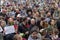 Kiev, Ukraine - May 09, 2019: Citizens with portraits of the ancestors who died - warriors on the march on the anniversary