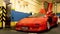 Kiev, Ukraine - May 22, 2021: Red luxury supercar Lamborghini Diablo Koenig with open door. Exclusive red supercar