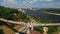 KIEV, UKRAINE - MAY 27, 2019: Crowd of people at new Pedestrian-Bicycle Bridge.