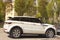 Kiev, Ukraine - May 3, 2019: White Range Rover in the city