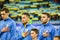 KIEV, UKRAINE - October 09, 2017: Football team of Ukraine durin