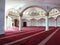 Kiev, Ukraine - October 8, 2018: Hall for prayer inside the Muslim temple of Ar-Rahma in Kiev. Delightful interior of Ar-Rahma