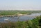 Kiev, Ukraine. View of Dnepr and Park foot bridge