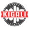 Kigali, Rwanda Round Travel Stamp. Icon Skyline City Design. Seal Tourism Vector Badge Illustration.