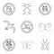 Kill insect icons set, outline style