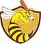 Killer Bee Baseball Player Bat Crest Cartoon