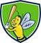 Killer Bee Baseball Player Batting Crest Cartoon