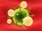 Killer cells attacking virus