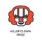 Killer clown emoji vector line icon, sign, illustration on background, editable strokes