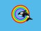 Killer whale jumping in rainbow ring