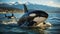 Killer whale, marine mammal washed ashore. A large representative of cetaceans. A scary animal that needs help.