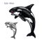 Killer whale or orca sea animal isolated sketch