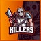 Killers Friday the 13th slasher Jason Voorhees with axes mascot esport logo design illustrations vector template, Hallowen logo