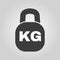 The kilogram icon. Kg and weight symbol. Flat