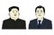 Kim Jong-un and Moon Jae-in Portrait Flat Design Vector Illustration