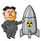 Kim Jong-un with Nuclear Missile Cartoon Vector Illustration