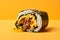 Kimbap tasty fast food street food for take away on yellow background