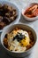 Kimchi fried rice with fried egg and nori