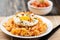 Kimchi fried rice with fried egg on top