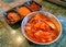 Kimchi side dish and korean barbecue sauce