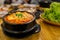 A kimchi soup, side dish offered when you go for korean barbecue